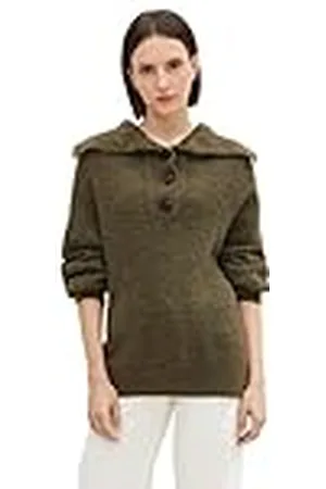 TOM TAILOR Dames Oversized Troyer gebreide trui 1034056, , XXS