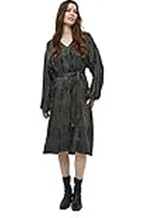 Peppercorn Dames Gillian V-hals jurk 5 V, Beluga Green Print, XS, , XS