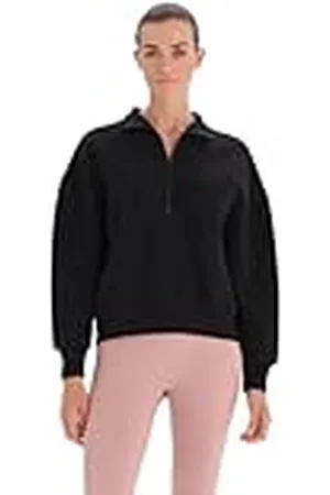Dagi Damesjack met lange mouwen, oversized sweatshirt met kraag, , XS
