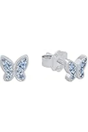 QS by s.Oliver 925 sterling zilveren kinderoorbellen voor meisjes, met zirkonia synth., 0,5 cm, zilver, vlinder, wordt geleverd in een geschenkverpakking voor sieraden, 2036822