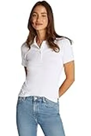 Tommy Hilfiger Dames 1985 Slim Pique Polo SS WW0WW43225 S/S Polo, Wit, M, , M