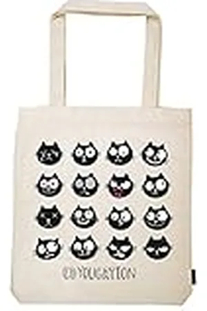 Rebecca Moses Ed, The Cat Shopper Edyoucation | draagtas van 100% katoen | boodschappentas schoudertas, 42 cm, natuur