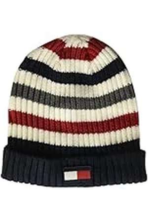 Tommy Hilfiger Heren gestreepte geribbelde beanie-muts, , Eén maat, , one size