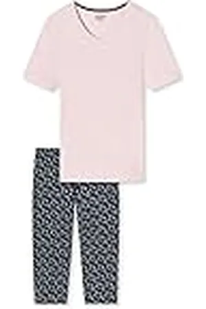 Schiesser Damen Schlafanzug Set Shirt kurzarm mit 3/4 langer Schlafhose - Nachtwäsche
