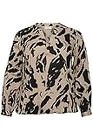 Kaffe Damesblouse met lange mouwen, losse pasvorm, V-hals, bedrukt, top voor dames, , 48