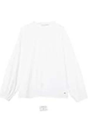 Tommy Hilfiger Dames CRV CTN V-hals Ballon LS Blouse WW0WW44272 L/S Blouses, Th Optic White, 50, , 50