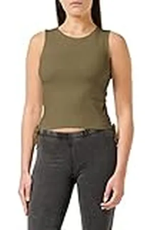 Urban classics Dames Ladies Lace Up Cropped Top, , XL
