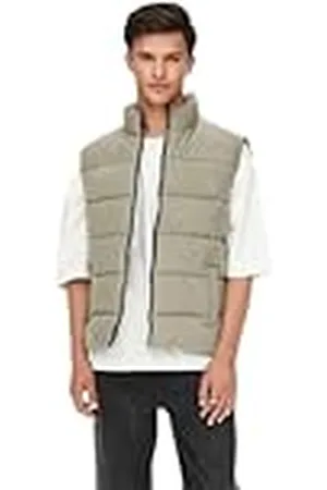 Only & Sons Heren Onsmelvin Life Puffer Vest OTW Vd Gewatteerd, Kaki (vintage kaki), M