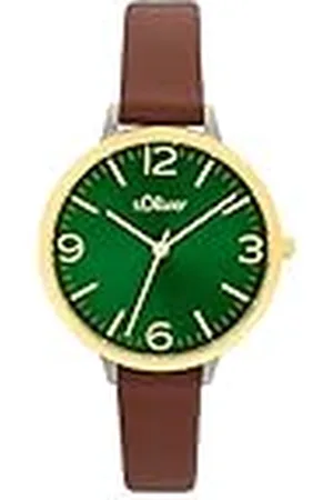 QS by s.Oliver Armbanduhr Damen Quarzuhr Analog, mit Leder Armband, Bicolor, 3 bar Wasserdicht, Kommt in Uhren Geschenk Box, 2033483