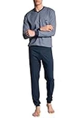 Calida Relax Choice pyjama voor heren, van 100% supima-katoen, met stof beklede elastische tailleband, , 50