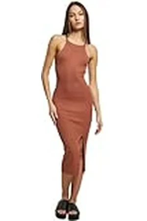 Urban classics Midi Rib Knit Crossed Back Dress voor dames, , S
