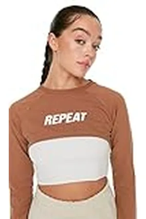 Trendyol Dames Printed Super Crop Sports Slim Sweatshirt, L