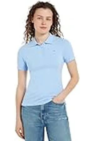 Tommy Hilfiger Dames 1985 Slim Pique Polo SS WW0WW43225 S/S Polo, Vessel Blue, S, , S