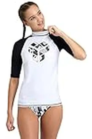 Arena Rash Graphic shirt met korte mouwen voor dames met uv-bescherming, , XS