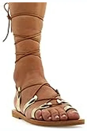 Emmanuela Handcrafted For You 36 Emmanuela Kalf Hoge lederen sandalen in oude Griekse stijl, handgemaakte gladiator bindingandalen, hoge kwaliteit Riemchen zomerschoenen, boho chique teen ring veterschoenen sandalen