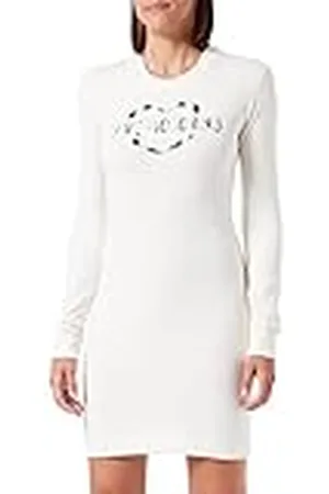 Moschino Damesjurk met lange mouwen, stretch, katoen, modaal, fleece met olografische print, , 42