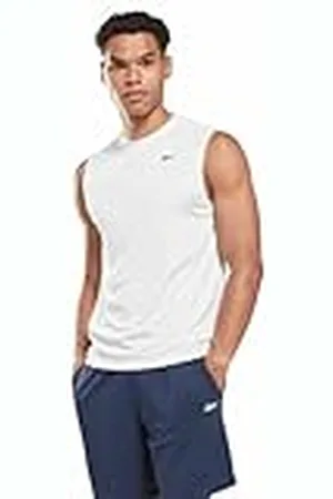 Reebok Heren trein mouwloos Tech T-shirt, wit, L, , L