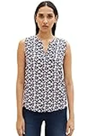 TOM TAILOR Dames 1037428 blouse, 32814-Navy Round Leaf Design, 34