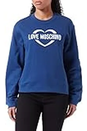 Moschino Dames Regular Fit Ronde hals Long-Sleeved with Heart Holografische print Sweatshirt, , 42