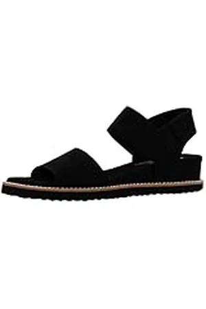 Skechers Desert Kiss Platte sandalen voor dames, Black Microfiber Suede Gore Trim, 35 EU