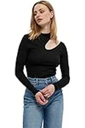 Minus Dames Christa ls tee Blouse, Zwart, XXL