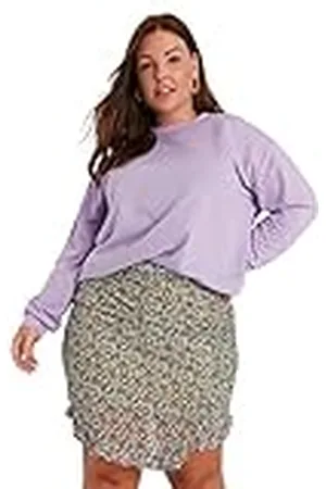 Trendyol Mini-rok met ruches voor dames, slimfit, geweven stof, plus-size rok, , 48