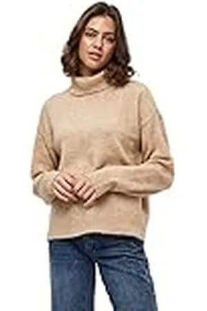DESIRES Dames GEA trui met hoge hals, winter TWIG zand melange, XS