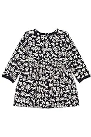 Petit Bateau Babymeisje A08RN jurk met lange mouwen, blauw smoking/wit Avalanche, 36 maanden, blauw smoking/wit Avalanche, 3 Jaren