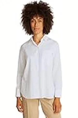 Tommy Hilfiger Dames ESS POPLIN Easy FIT Shirt WW0WW45612 L/S Shirt, wit, 42, , 68