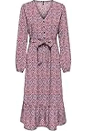ONLY Onlnova Life Vis Amy lange jurk voor dames, rood oranje/AOP: 591 Soul, XS, , XS