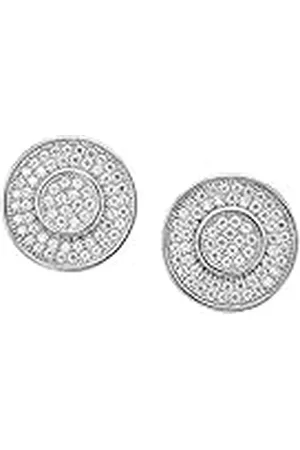 ORPHELIA ZO-7259 Oorstekers voor dames, 925 , gerhodineerd, witte zirkonia, rond geslepen, 1,4 cm, Sterling , Zirkonia