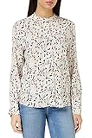 Tommy Hilfiger Dames kleine lint kraagloze Reg Ls Blouses, wit, 38, , 64