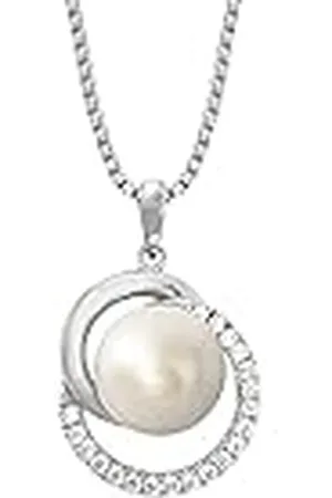 JOOP! JOOP collier met hanger 925 sterling zilveren dames collier, met zirkonia synth., met zoetwater gekweekte parel, 42+3 cm, , Wordt geleverd in sieraden geschenkverpakking, 2023380