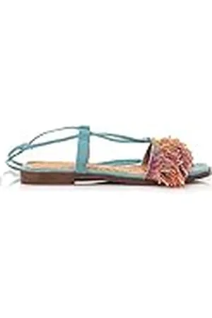 MTNG JULIE 50462 Platte sandalen voor dames, platte sandalen voor dames, imitatieleer binnen en ronde neus, platte sandalen voor dames, vetersluiting, , 36 EU