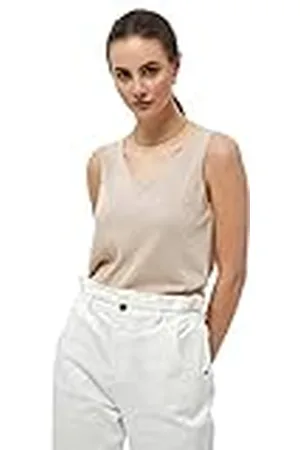 Minus Carli V-hals mouwloos metallic gebreide top | gouden dames tops | lente dames tops | maat M