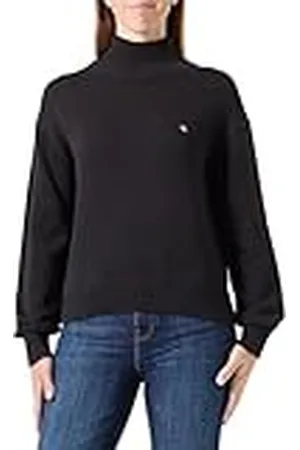 Calvin Klein Jeans Dames Monogram Embro Hoge Hals Trui J20J224806 Trui Trui, Zwart (Ck Black), XL, , XL