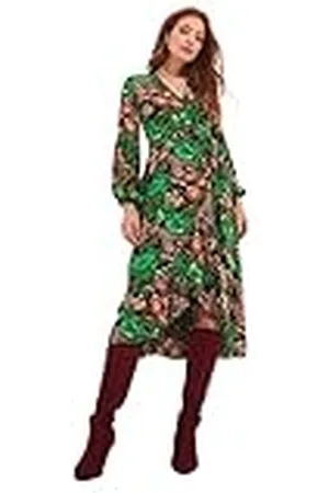 Joe Browns Dames bloemen stropdas kant ballon mouw maxi wikkeljurk veelkleurig, 16, Meerkleurig, 42