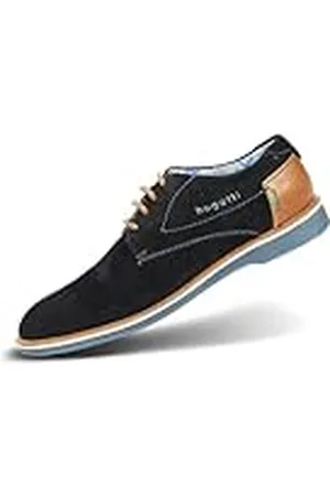 Bugatti Heren Suede-halbschuh uit nubuck en glattleder, comfort derby in casual design, , 45 EU