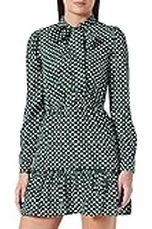 Pretty Darling Kaki Polka Dot Bow Mouw Frilled Skater Jurk Casual, Meerkleurig, 38