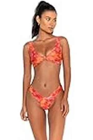 FAE House - Kendall Bikini Top - Bloom - Luxe Dames Zwemmode - Gebloemd Rood - 100% Duurzame ECONYL® - stof - Koude handwas - Gouden sluiting op maat - Maat XL