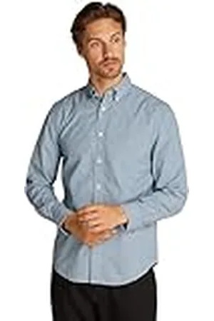 Tommy Hilfiger Heren Flex POPLIN Gingham RF Shirt MW0MW37548 L/S Shirt, groen, S, , S