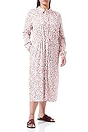 VERO MODA CURVE VMARYA LS MIDI Shirt Dress-K Curve midi-jurk, sneeuwwit/AOP: Ditsy Sunflower, 44