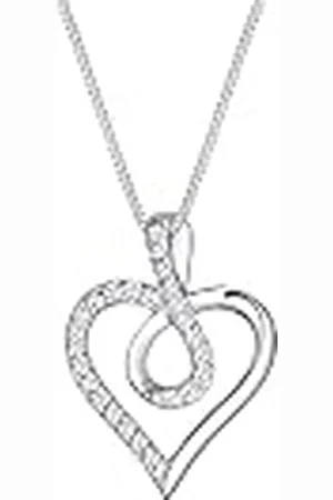 Elli Damesketting met hanger hart liefde 925 deels verguld zirkonia wit rond geslepen, 45 cm, Facetgeslepen, Zirkonia