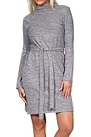 VERO MODA VMBella gebreide damesjurk, korte winterjurk met kraag en riem, , S