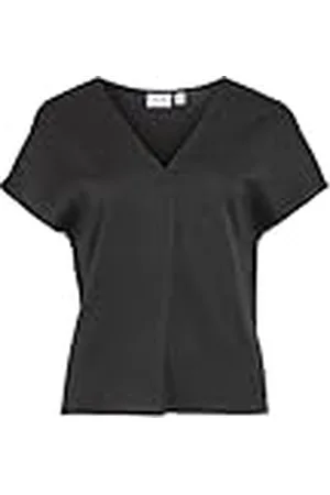 VILA Dames Viellette V-hals S/S Satin Top-Noos blouse met korte mouwen, , 40