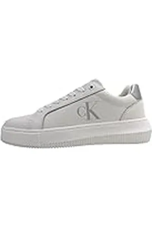 Calvin Klein Jeans Vrouwen Chunky Cupsole Laceup LTH YW0YW0YW01687 Sneakers, Blauw (Bright White/Silver), 6 UK, , 39 EU