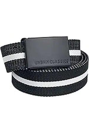 Urban classics Uniseks riem canvas riem, eenheidsmaat verstelbare uniseks canvas riem, metalen sluiting met logo-reliëf, verkrijgbaar in vele kleurvarianten, Zwart Wit Streep/Zwart, Eén maat