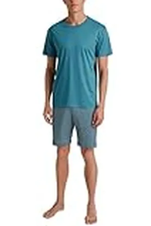 Calida Relax Streamline Korte pyjama voor heren, van 100% katoen, broek met stof beklede elastische tailleband, , 46/48