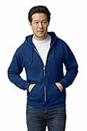 Gildan Heren Fleece sweatshirt met capuchon en rits, stijl G18600, Marine, XL