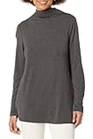 Amazon Dames jersey lange mouwen Mock Neck Swing Tuniek (voorheen Daily Ritual), Charcoal Heather, Medium